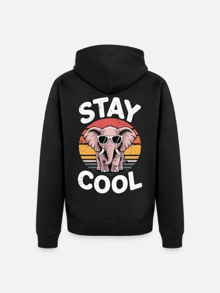 Stay Cool Elephant - Kids Retro - Unisex Premium Organic Zip Hoodie - black