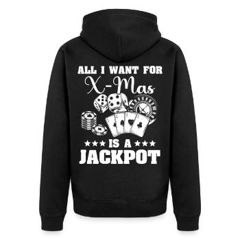 Casino Weihnachten Gambling - Unisex Premium Bio Zip Hoodie - Schwarz - Hinten - Nico (187cm)