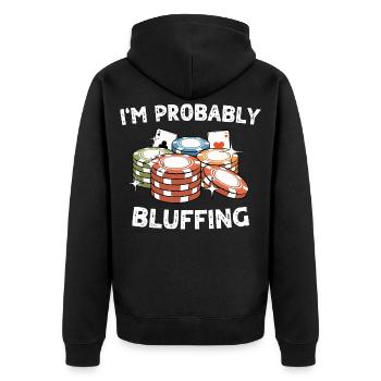 Poker Pokern - Unisex Premium Bio Zip Hoodie - Schwarz - Hinten - Nico (187cm)