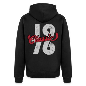 Classic 1976 - Unisex Premium Bio Zip Hoodie - Schwarz - Hinten - Nico (187cm)
