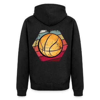 Basketball Vintage - Unisex Premium Bio Zip Hoodie - Schwarz - Hinten - Nico (187cm)