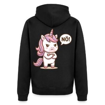Cute Unicorn Nope Funny Saying - Unisex Premium Organic Zip Hoodie - black - Back - Nico (187cm)
