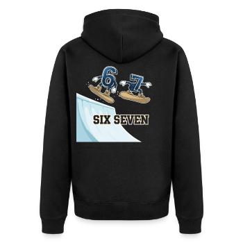 67 Six Seven Meme Snowboarding Funny - Unisex Premium Organic Zip Hoodie - black - Back - Nico (187cm)