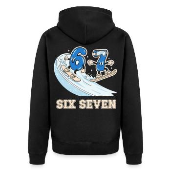 67 Six Seven Snowboarder Wintersport - Unisex Premium Bio Zip Hoodie - Schwarz - Hinten - Nico (187cm)