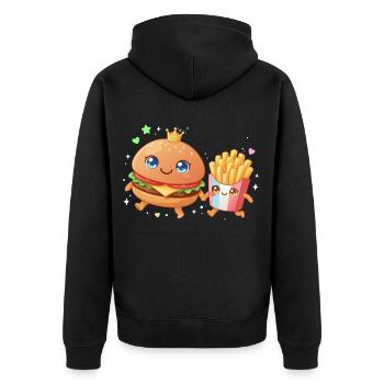 Burgers et frites - Veste à capuche bio Premium Unisexe - noir - Dos - Nico (187cm)