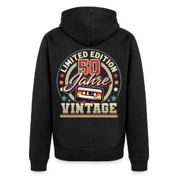 50. Geburtstag Vintage kassette - Unisex Premium Bio Zip Hoodie - Schwarz - Hinten - Nico (187cm)