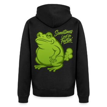 Parfois je pète juste - Crapaud grenouille qui pète - Veste à capuche bio Premium Unisexe - noir - Dos - Nico (187cm)