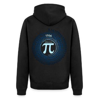 Pi Erfinder | William Jones 1706 | Kreiszahl - Unisex Premium Bio Zip Hoodie - Schwarz - Hinten - Nico (187cm)
