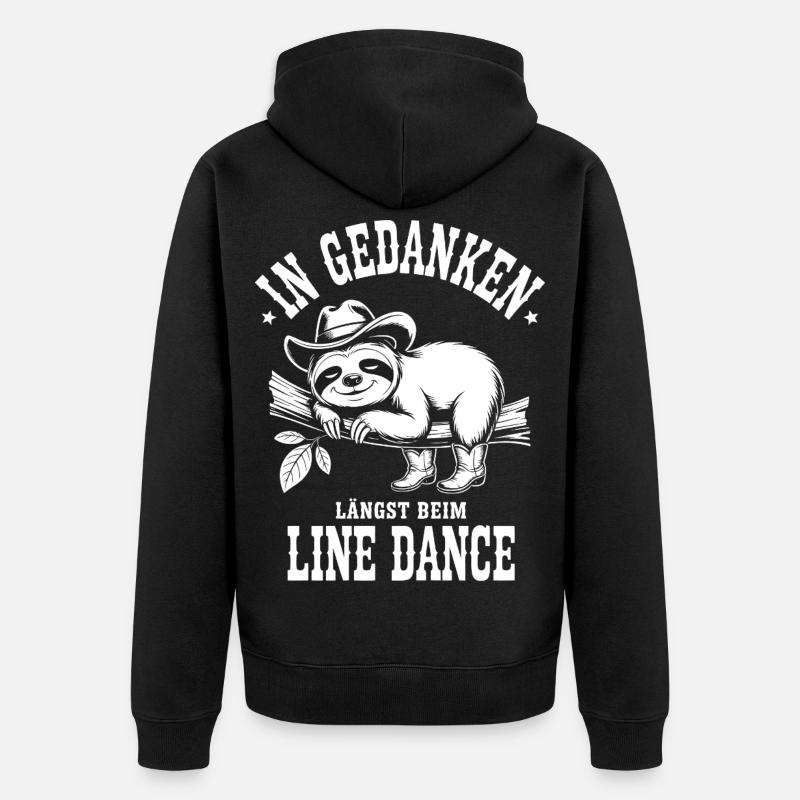 Faultier Line Dance Gedanken - Unisex Premium Bio Zip Hoodie - Schwarz