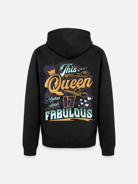 17th Birthday Queen - Unisex Premium Organic Zip Hoodie - black