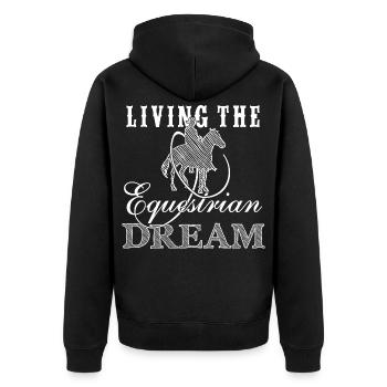Living the equestrian dream - Western Edition - Unisex Premium Bio Zip Hoodie - Schwarz - Hinten - Nico (187cm)