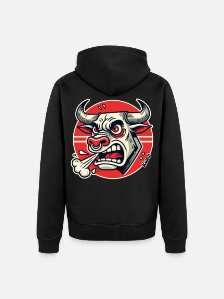 Angry Bull Retro Logo - Unisex Premium Organic Zip Hoodie - black