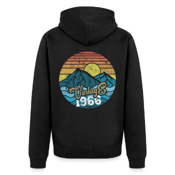 Vintage 1966 - Unisex Premium Bio Zip Hoodie - Schwarz - Hinten - Nico (187cm)