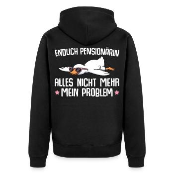 Pensioner Goose with Sunglasses - Pension - Unisex Premium Organic Zip Hoodie - black - Back - Nico (187cm)