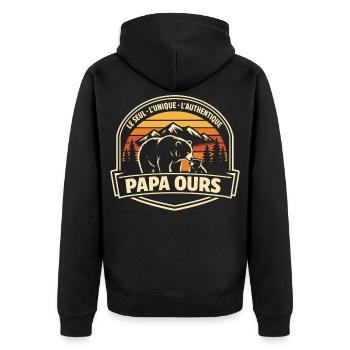 Papa Bear Das einzige einzigartige authentische Geschenk - Unisex Premium Bio Zip Hoodie - Schwarz - Hinten - Nico (187cm)