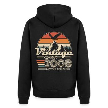 Vintage 2008 Vintage Birthday Gift - Unisex Premium Organic Zip Hoodie - black - Back - Nico (187cm)