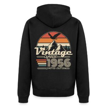Vintage 1956 Vintage Birthday Gift - Unisex Premium Organic Zip Hoodie - black - Back - Nico (187cm)