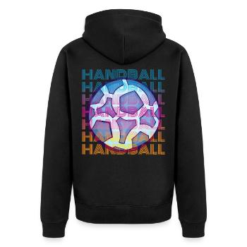 Handball vintage - Veste à capuche bio Premium Unisexe - noir - Dos - Nico (187cm)