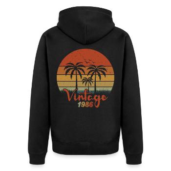 Limited Edition Vintage 1986 - Unisex Premium Bio Zip Hoodie - Schwarz - Hinten - Nico (187cm)