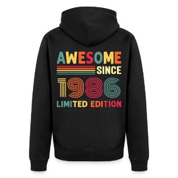 Millésime 1986 - Veste à capuche bio Premium Unisexe - noir - Dos - Nico (187cm)