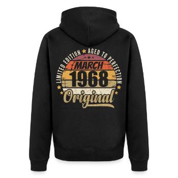58. Anniversary 58 Years Limited Edition March 1968 - Unisex Premium Organic Zip Hoodie - black - Back - Nico (187cm)