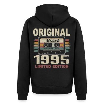 March 1995 Vintage March 1995 - Unisex Premium Organic Zip Hoodie - black - Back - Nico (187cm)