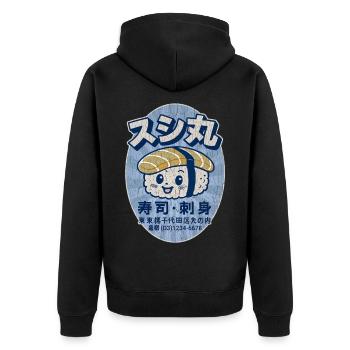 Little Sushi – Tokio, Japan - Unisex Premium Bio Zip Hoodie - Schwarz - Hinten - Nico (187cm)