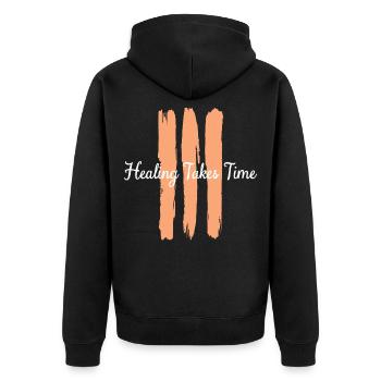 Healing Takes Time Mindfulness and Patience - Unisex Premium Organic Zip Hoodie - black - Back - Nico (187cm)