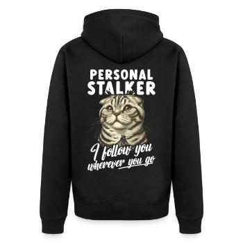 Katzenliebhaber-Kostüm für Scottish Fold Mom Scottish - Unisex Premium Bio Zip Hoodie - Schwarz - Hinten - Nico (187cm)