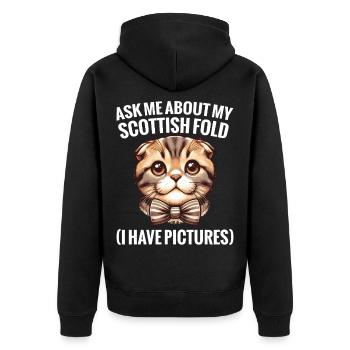 Scottish Fold Besitzer Katzenliebhaber Katzenfutter - Unisex Premium Bio Zip Hoodie - Schwarz - Hinten - Nico (187cm)