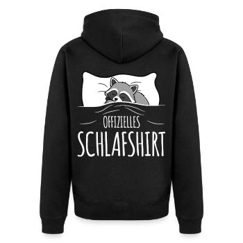 Raccoon Sleep Shirt - Unisex Premium Organic Zip Hoodie - black - Back - Nico (187cm)