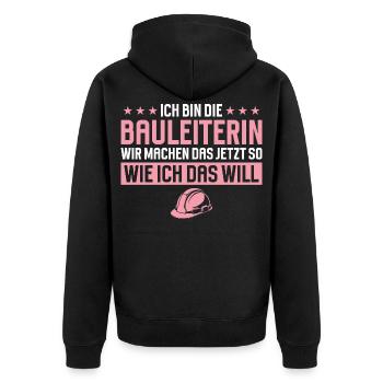 Construction Manager Funny Saying Construction Site - Unisex Premium Organic Zip Hoodie - black - Back - Nico (187cm)