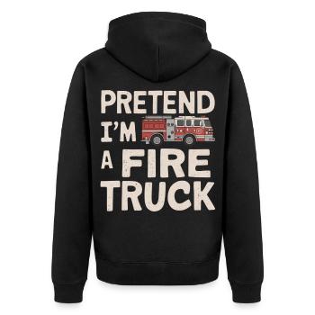 Pretend I'm a Fire Truck - Unisex Premium Bio Zip Hoodie - Schwarz - Hinten - Nico (187cm)