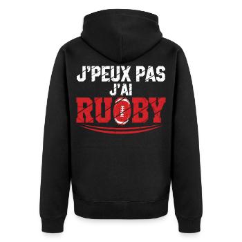 J’peux pas j’ai Rugby - Veste à capuche bio Premium Unisexe - noir - Dos - Nico (187cm)