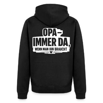 Grandpa always there: when you need him - Unisex Premium Organic Zip Hoodie - black - Back - Nico (187cm)