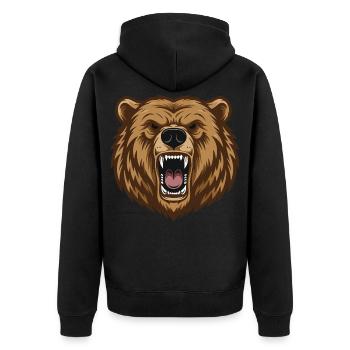 Grizzly_Head_Ours_Rugissant_Portrait - Veste à capuche bio Premium Unisexe - noir - Dos - Nico (187cm)
