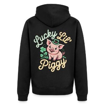 T-shirt Petit Cochon Chanceux – Saint-Patrick - Veste à capuche bio Premium Unisexe - noir - Dos - Nico (187cm)