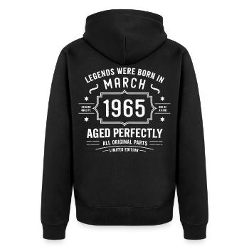 Legendär seit 61. März 1965 Geburtstag März 1965 - Unisex Premium Bio Zip Hoodie - Schwarz - Hinten - Nico (187cm)