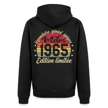 March 1965 61 Years Birthday Gift March 1965 - Unisex Premium Organic Zip Hoodie - black - Back - Nico (187cm)