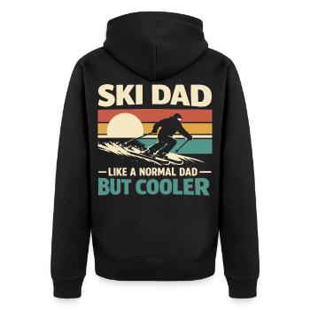 Lustiger Ski Dad Vintage Geschenk für Papa - Unisex Premium Bio Zip Hoodie - Schwarz - Hinten - Nico (187cm)