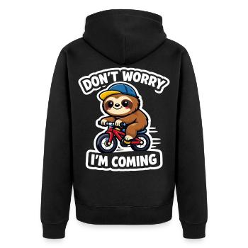 Sloth Kawaii Bicycle Gift Cute - Unisex Premium Organic Zip Hoodie - black - Back - Nico (187cm)
