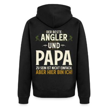 Pêcheur et papa : pas facile, me voilà en train de pêcher - Veste à capuche bio Premium Unisexe - noir - Dos - Nico (187cm)
