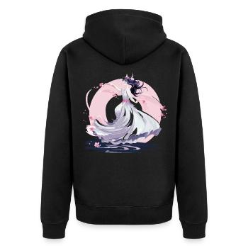 Danse de la Lune de la Fée des Cerisiers en Fleurs - Veste à capuche bio Premium Unisexe - noir - Dos - Nico (187cm)