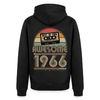Cadeau de 60e anniversaire Vintage 1966 Rétro - Veste à capuche bio Premium Unisexe - noir - Dos - Nico (187cm)