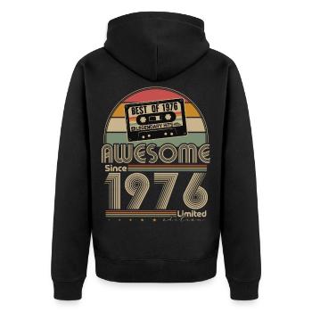 Cadeau du 50e anniversaire Vintage 1976 Rétro - Veste à capuche bio Premium Unisexe - noir - Dos - Nico (187cm)
