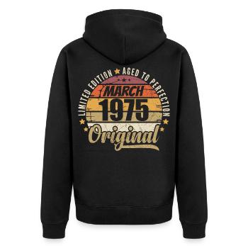 51. Anniversary 51 Years Limited Edition March 1975 - Unisex Premium Organic Zip Hoodie - black - Back - Nico (187cm)