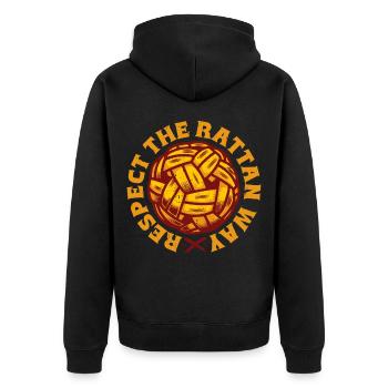 Sepak Takraw Respect The Rattan Way - Unisex Premium Organic Zip Hoodie - black - Back - Nico (187cm)
