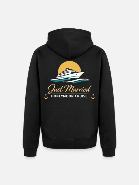 Honeymoon Just Married Gift Couples - Unisex Premium Organic Zip Hoodie - black