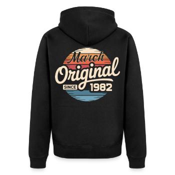 Légendaire depuis mars 1982 - Veste à capuche bio Premium Unisexe - noir - Dos - Nico (187cm)