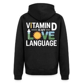 Naturopath Vitamin D Love Language Professional  - Unisex Premium Organic Zip Hoodie - black - Back - Nico (187cm)
